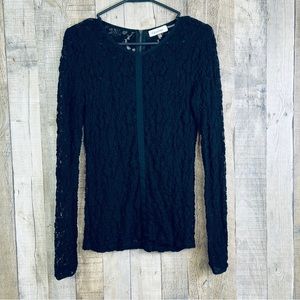 Calvin Klein XS Lace Long Sleeve Crewneck Back Zip Closure